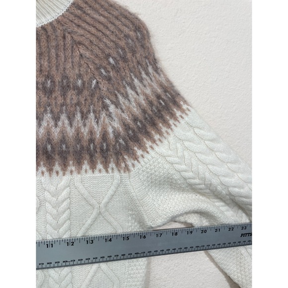 Derek Lam 10 Crosby Women's XS Wool Cable Fair Isle Chunky Turtleneck Sweater - Picture 5 of 7